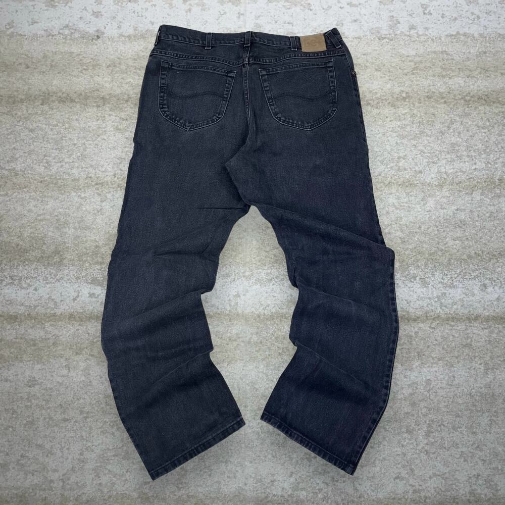Vintage 90s Lee MR Jeans 38x32 Relaxed Fit Jet Black Wash Denim